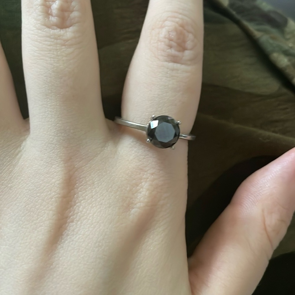 Authentic size 7 Silver 925 black diamond ring 2 carat diamond ring wedding ring